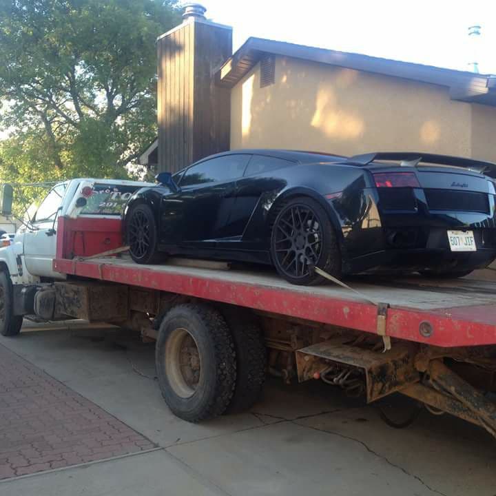 Lamborghini on Bro's Tows flatbed